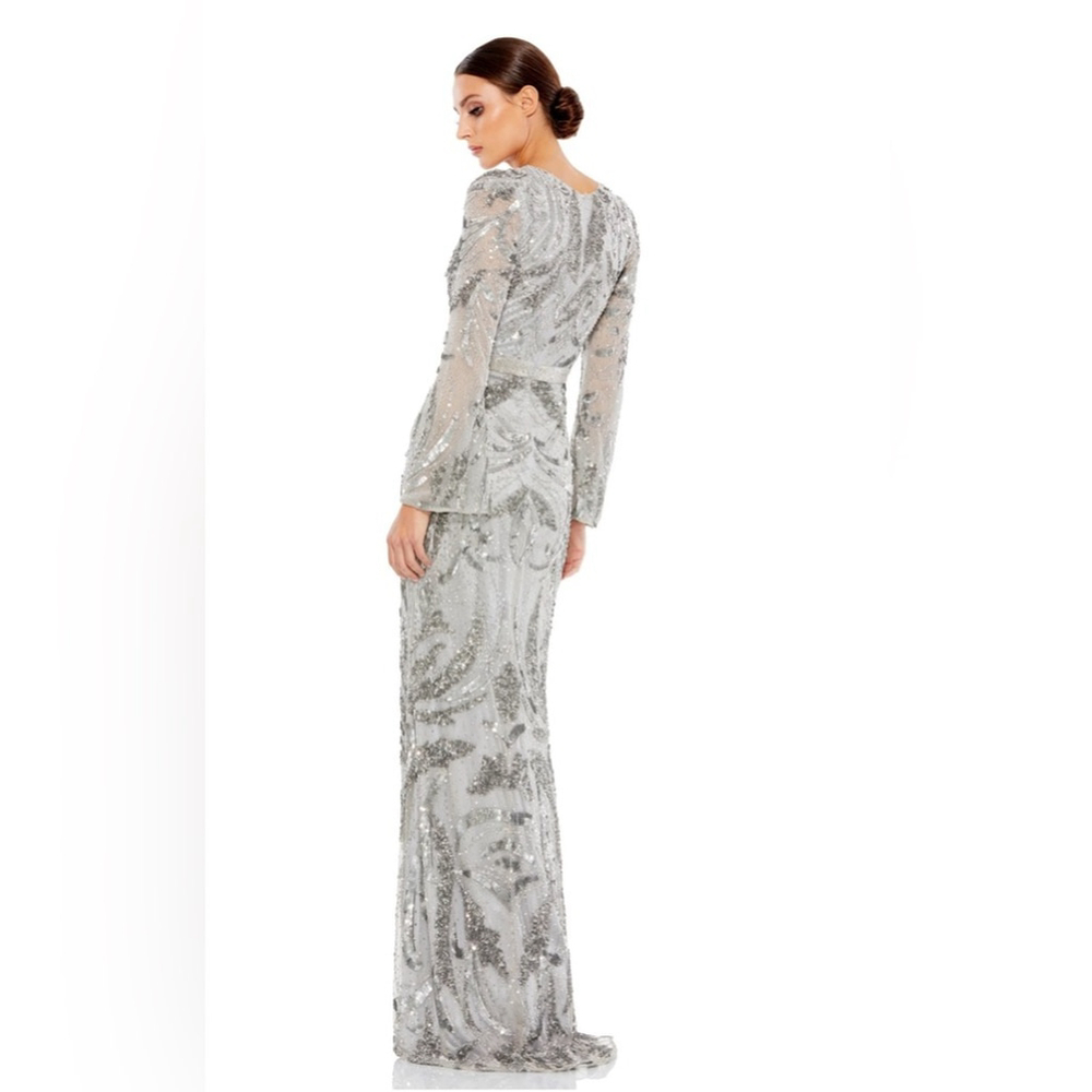 Sequin embellished v neckline evening gown - Picture 2 of 3